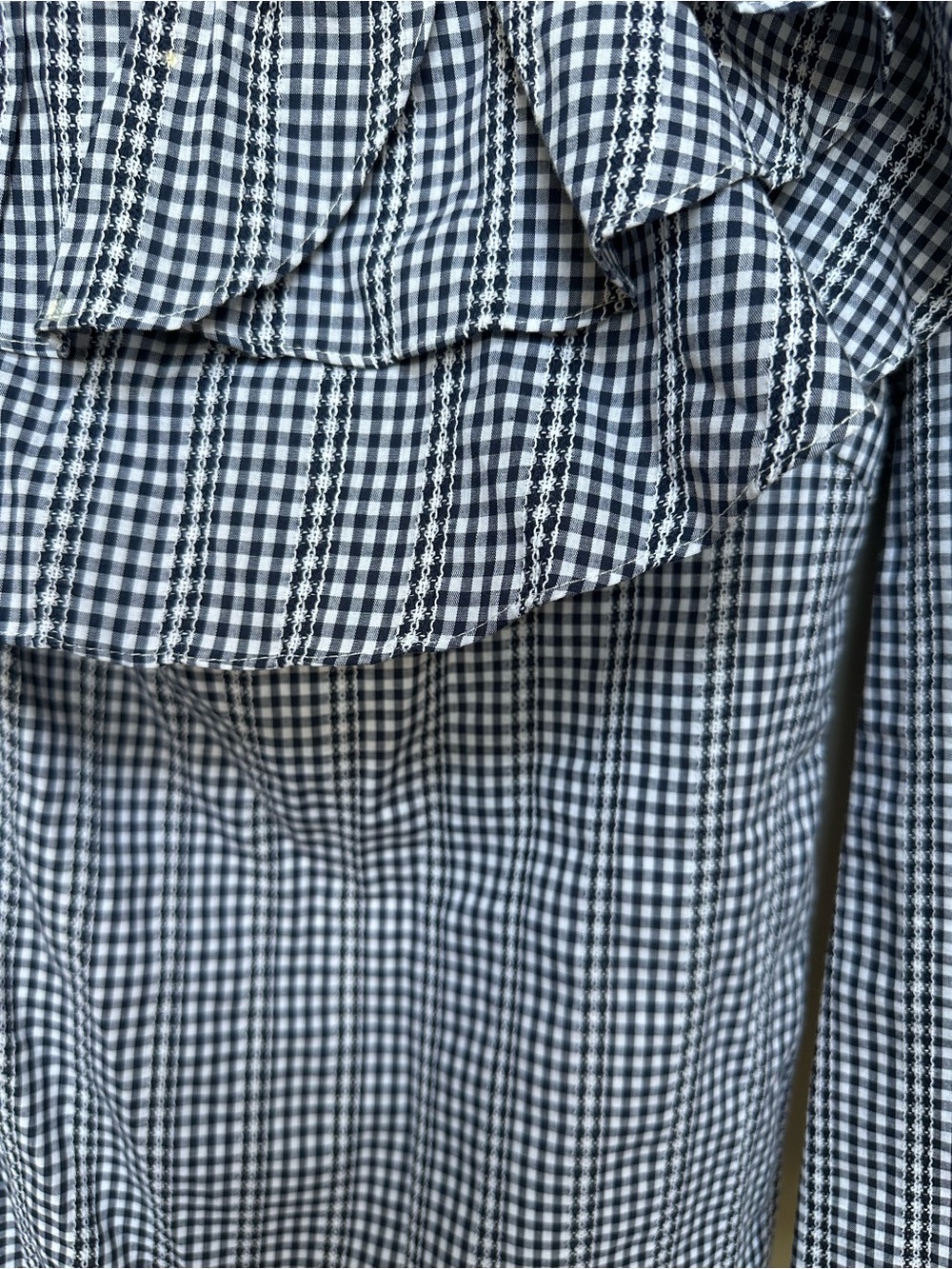 Adelyn Rae Sz XS Ruffle One-Shoulder Ruffle Gingham Dress Blue White - Picture 4 of 5